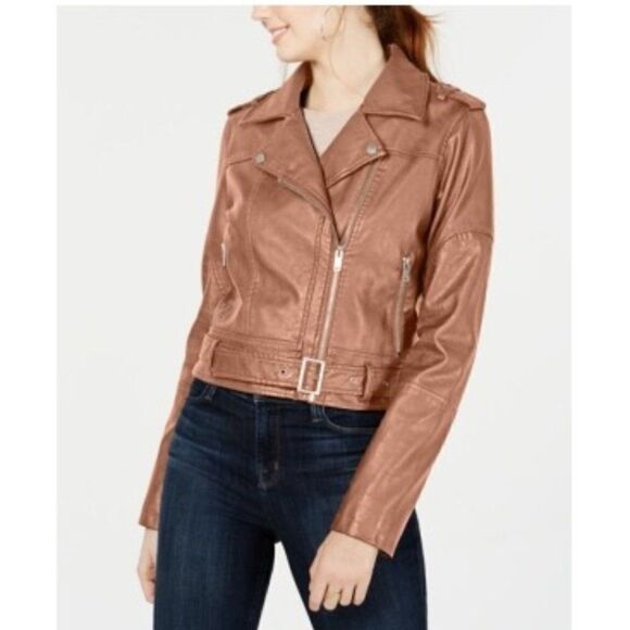 Size Large Collection B Faux Leather Belted Jacket - Picture 1 of 1